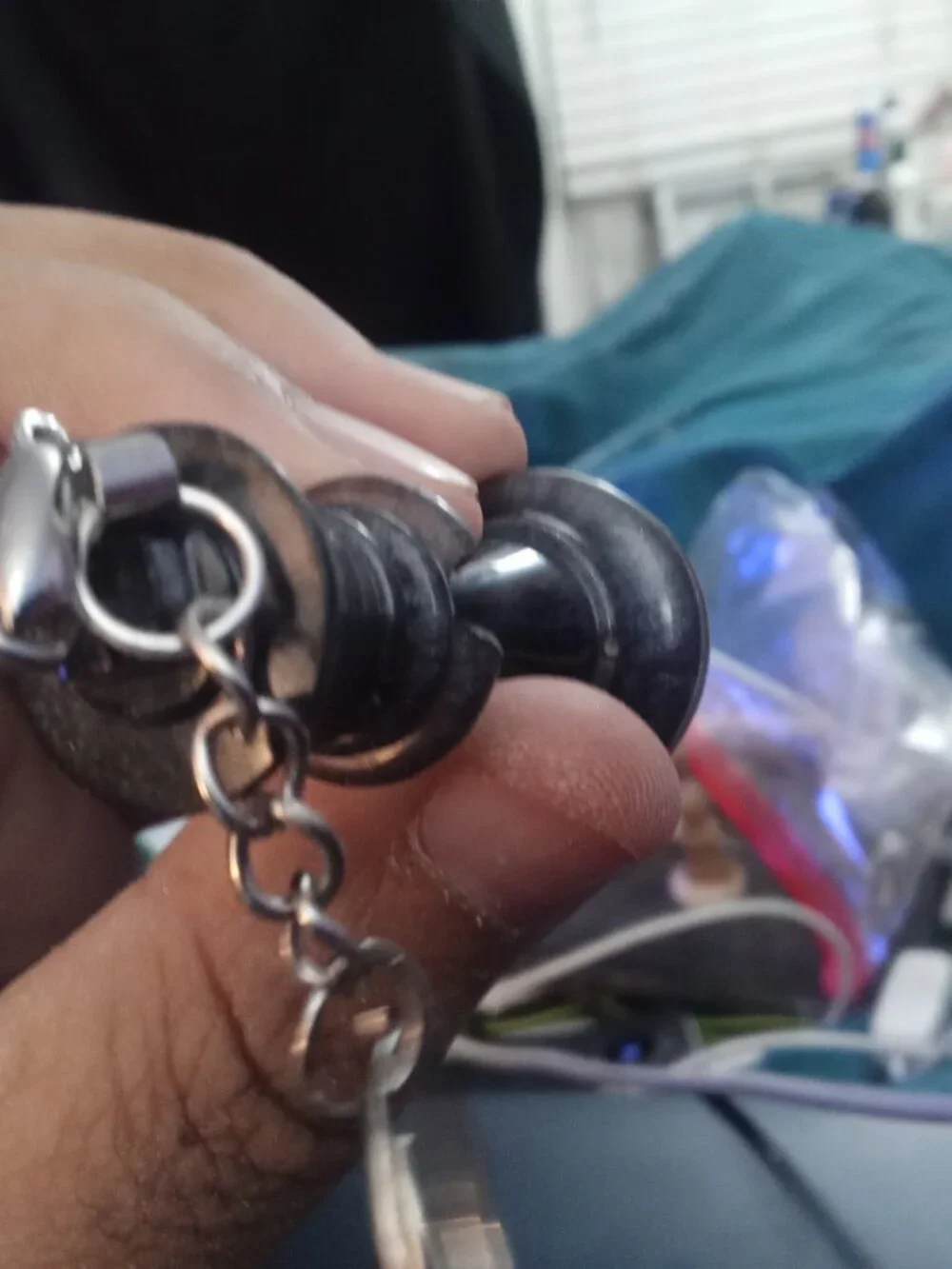 Handmade Black Resin Chess Pawn Keychain